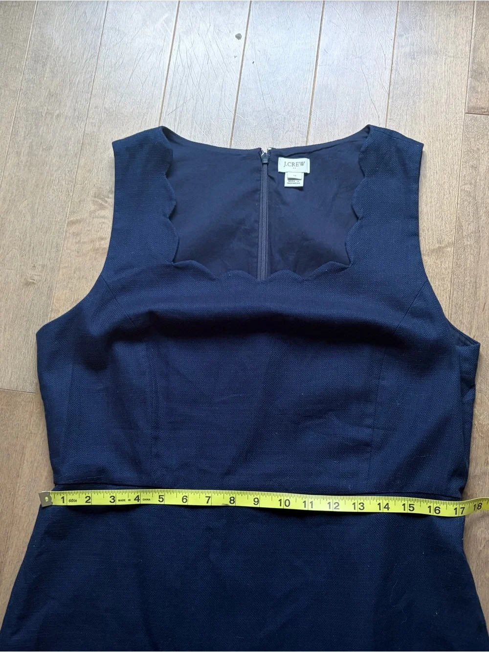 J. Crew Navy Scallop-Hem Sleeveless Shift Dress